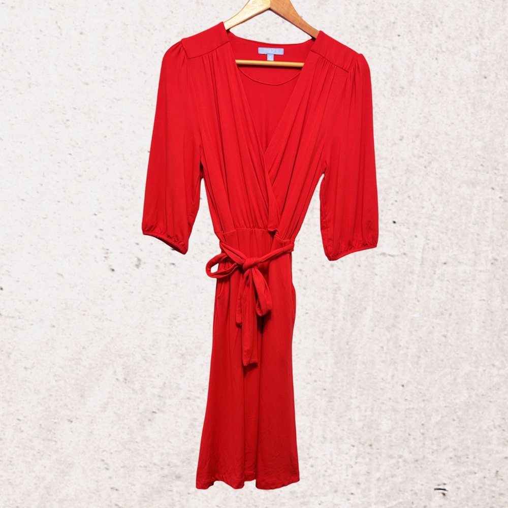 Red Wrap Dress with Tie Waist - Women
